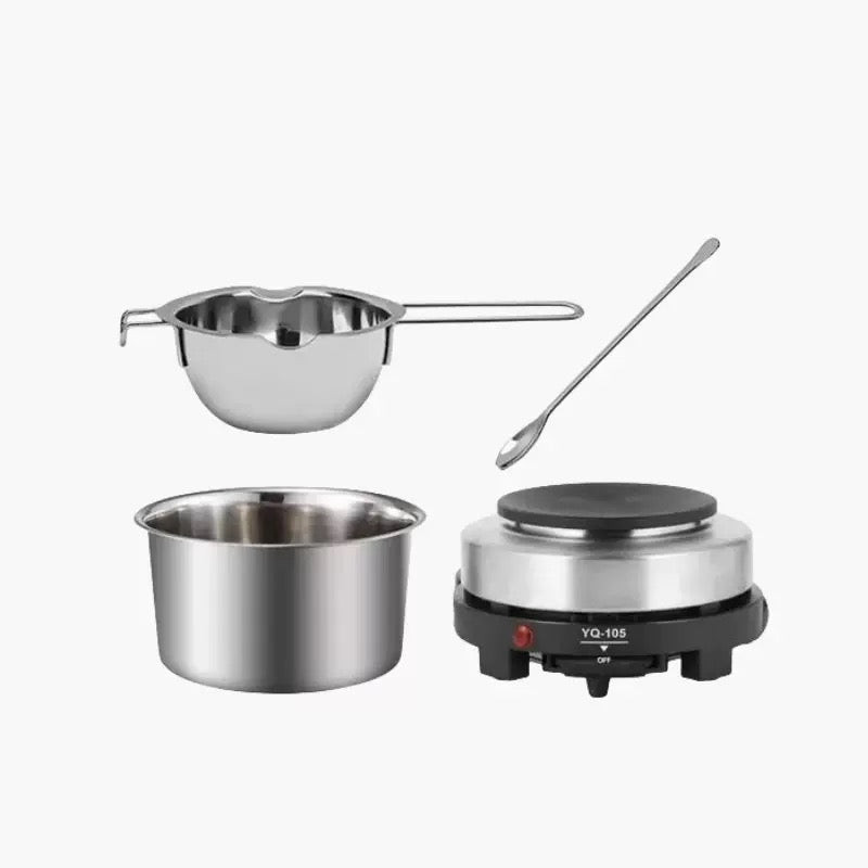Double Boiler Wax Melting Pot + Hot plate + Stirring spoon m02