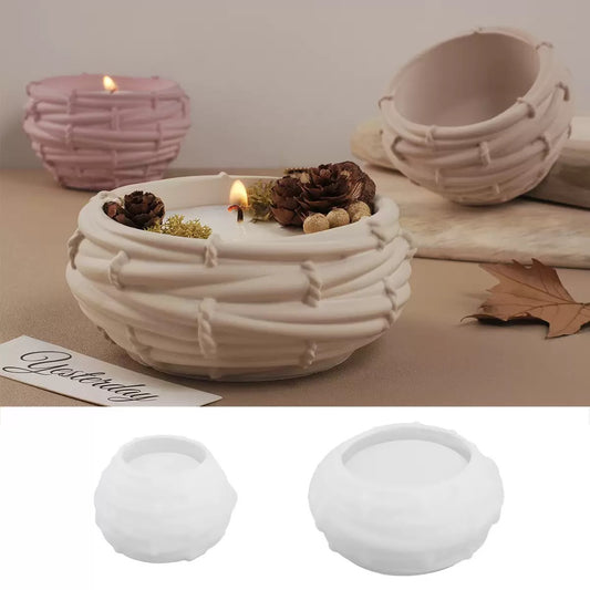 Bird's Nest Candle Jar Silicone Mold f06