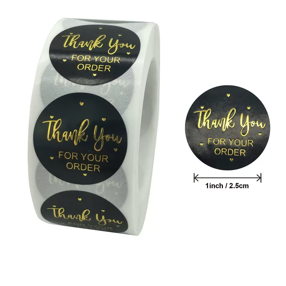 1 inch Peach & Gold Foil Thank You Sealing Stickers