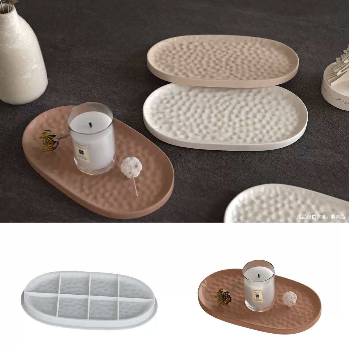 Water Ripple Oval Tray Silicone Mold