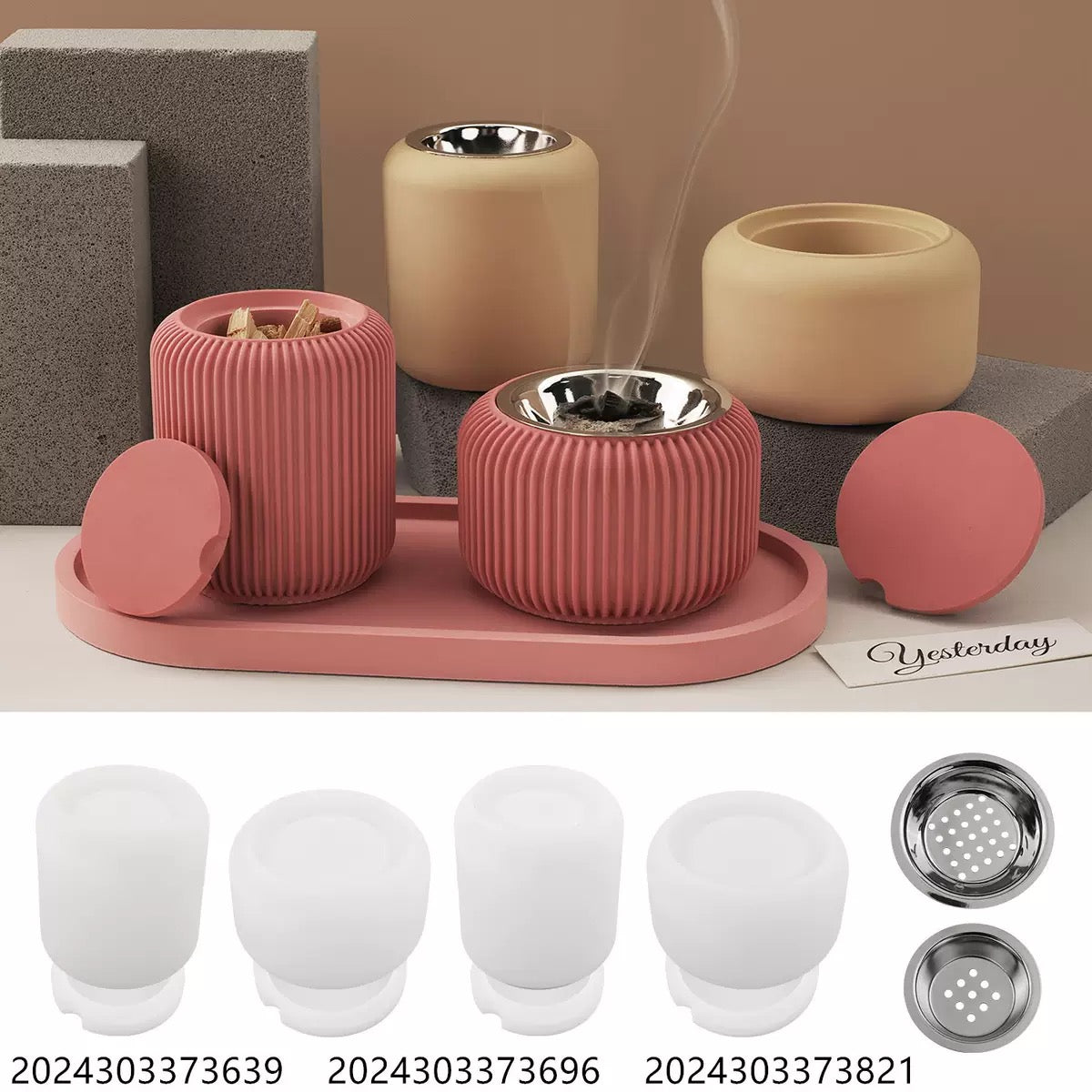Stripped Jar & Lid Incense Burner Silicone Mold d05