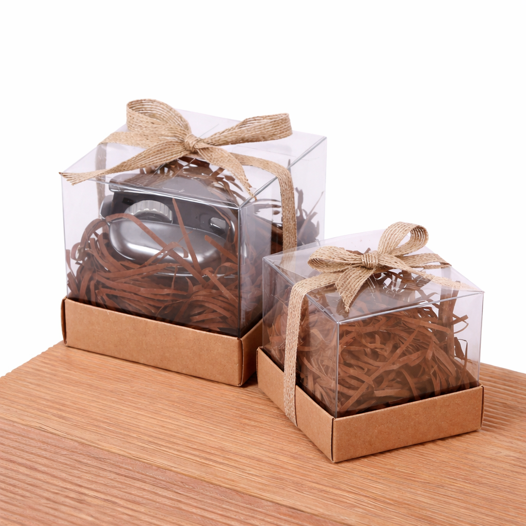 5pcs PVC Transparent Packaging Box with Shredded Paper