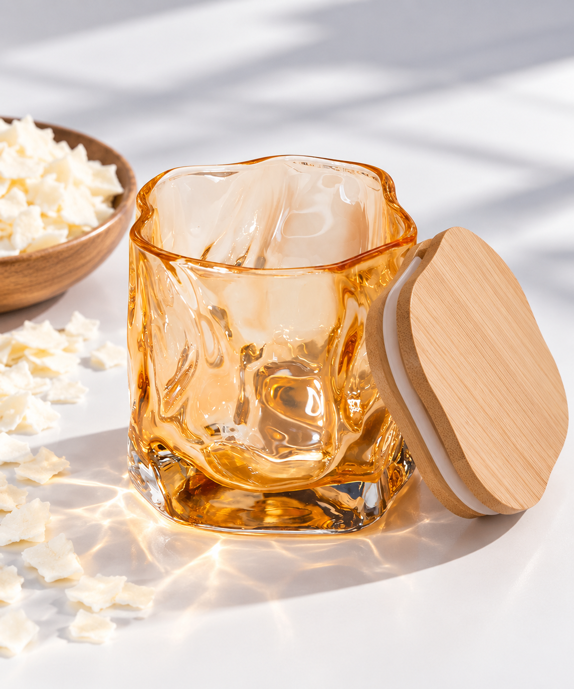 Twist Wooden Lid Candle Glass Jar