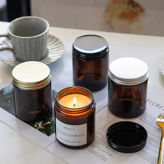 Amber Candle Jar Glass Bottle