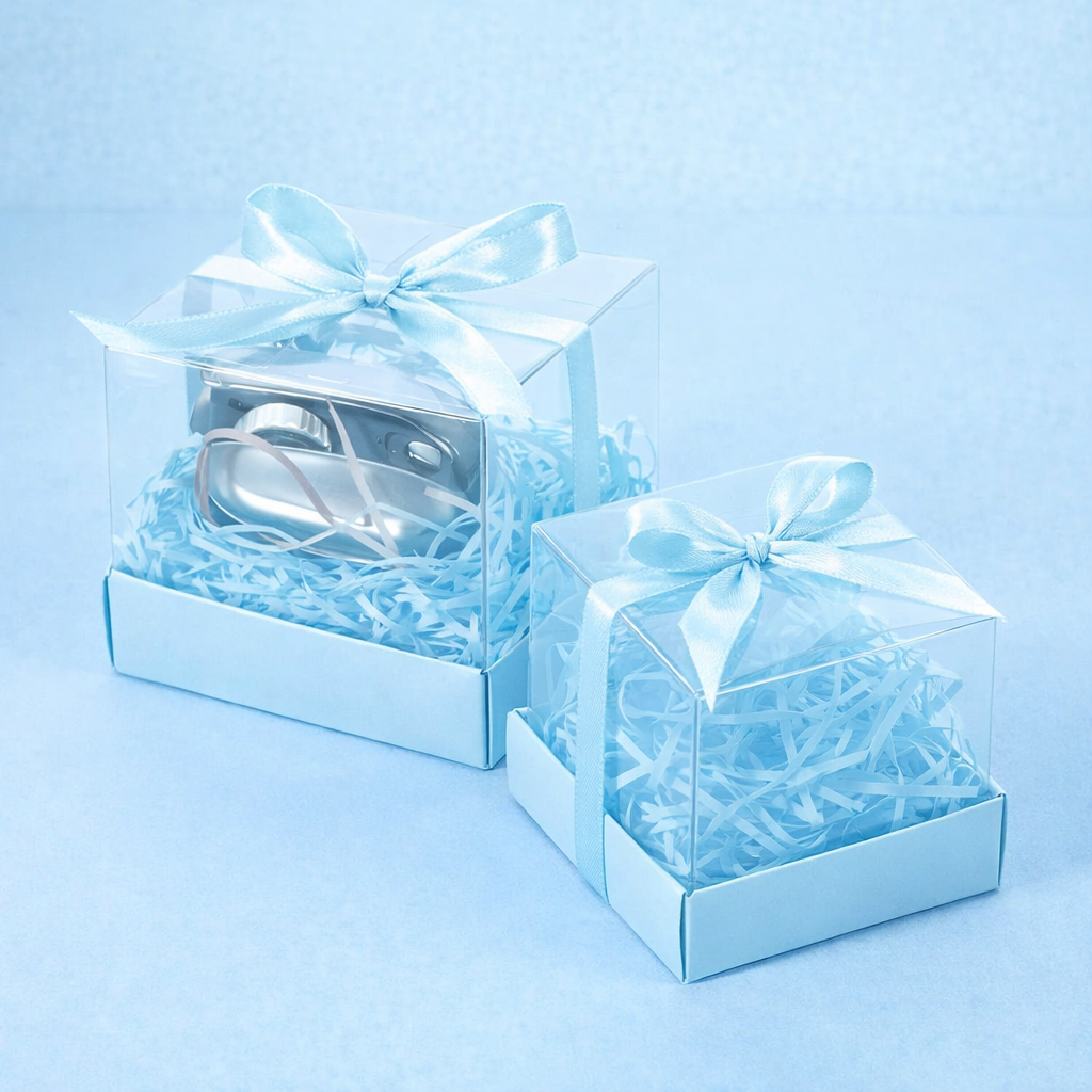 5pcs PVC Transparent Packaging Box with Shredded Paper