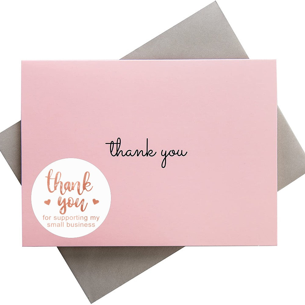 White & Rose Gold Foil Thank You Sealing Stickers