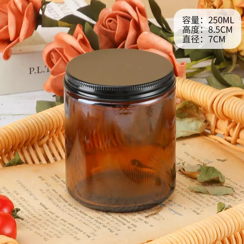Amber Candle Jar Glass Bottle