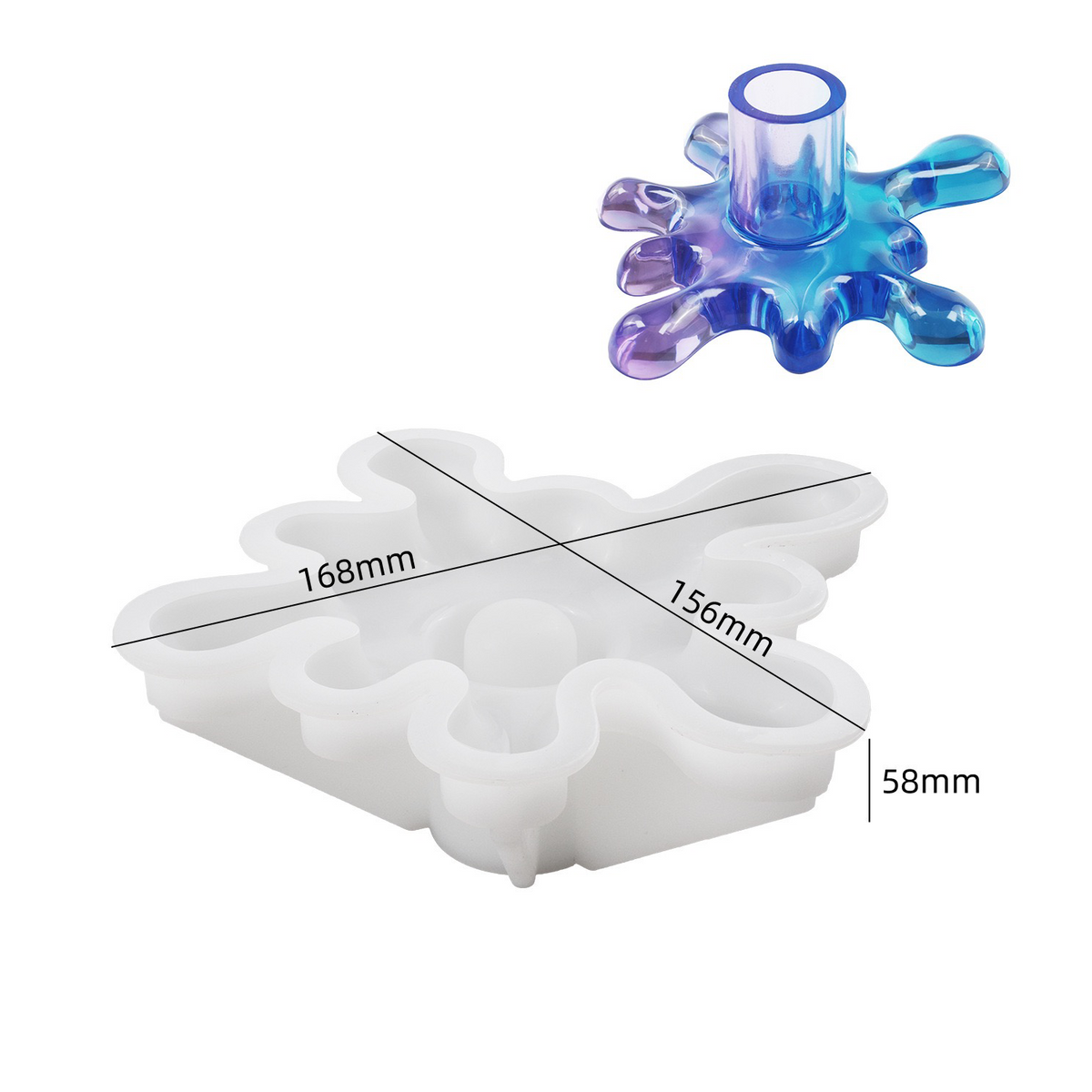 Water Splash Candle Holder Silicone Mold a012