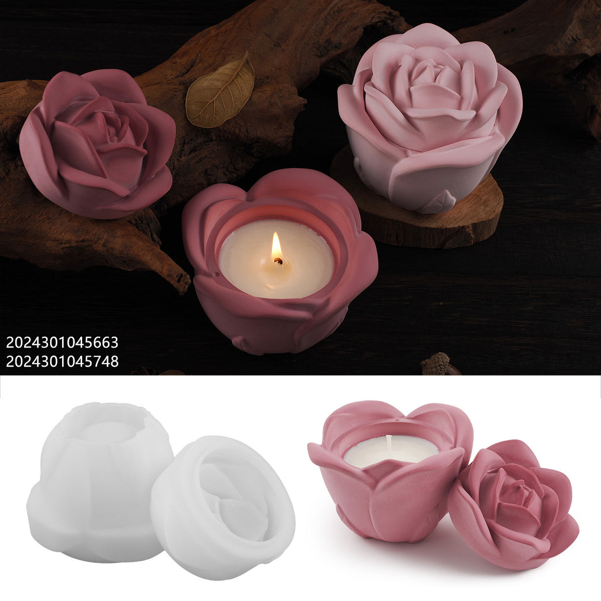 Rose Candle Jar Silicone Mold b05