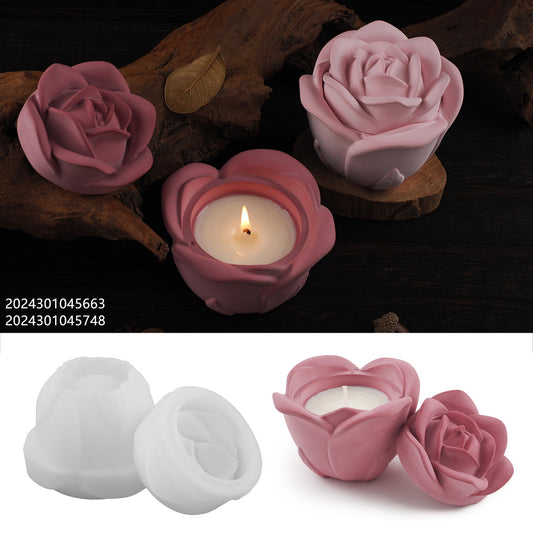 Rose Candle Jar Silicone Mold b05