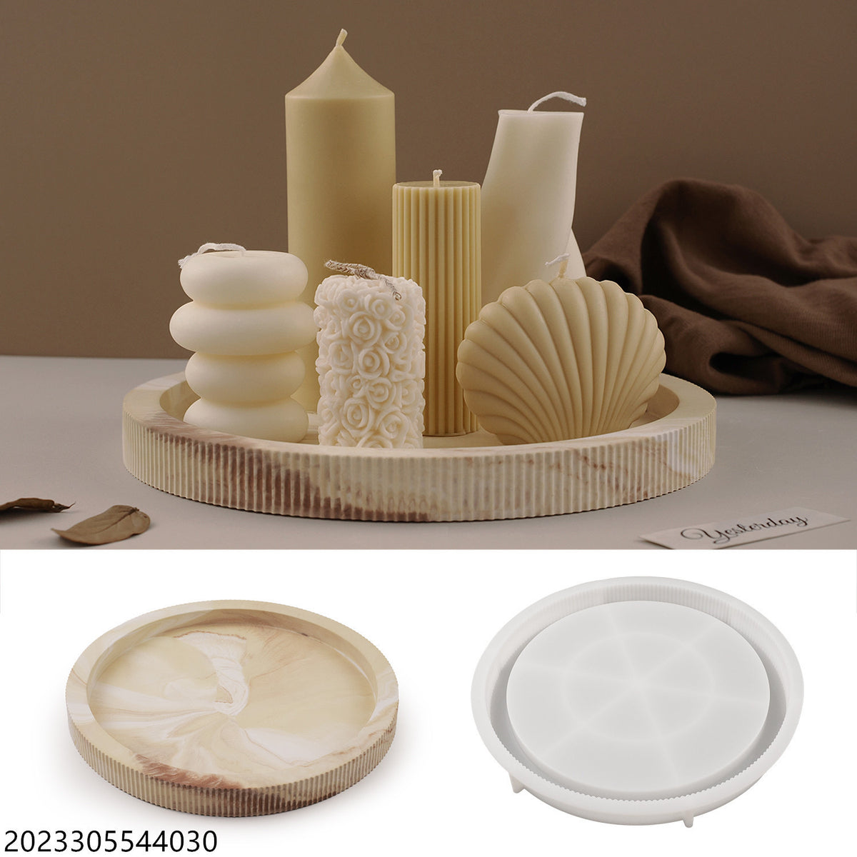 Ribbed Round Tray Silicone Mold g03