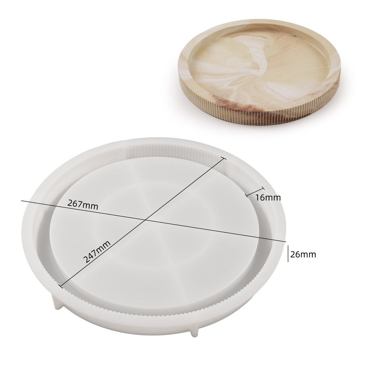 Ribbed Round Tray Silicone Mold g03