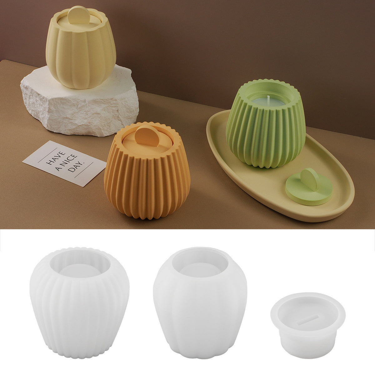 Pumpkin Candle Jar Silicone Mold b06