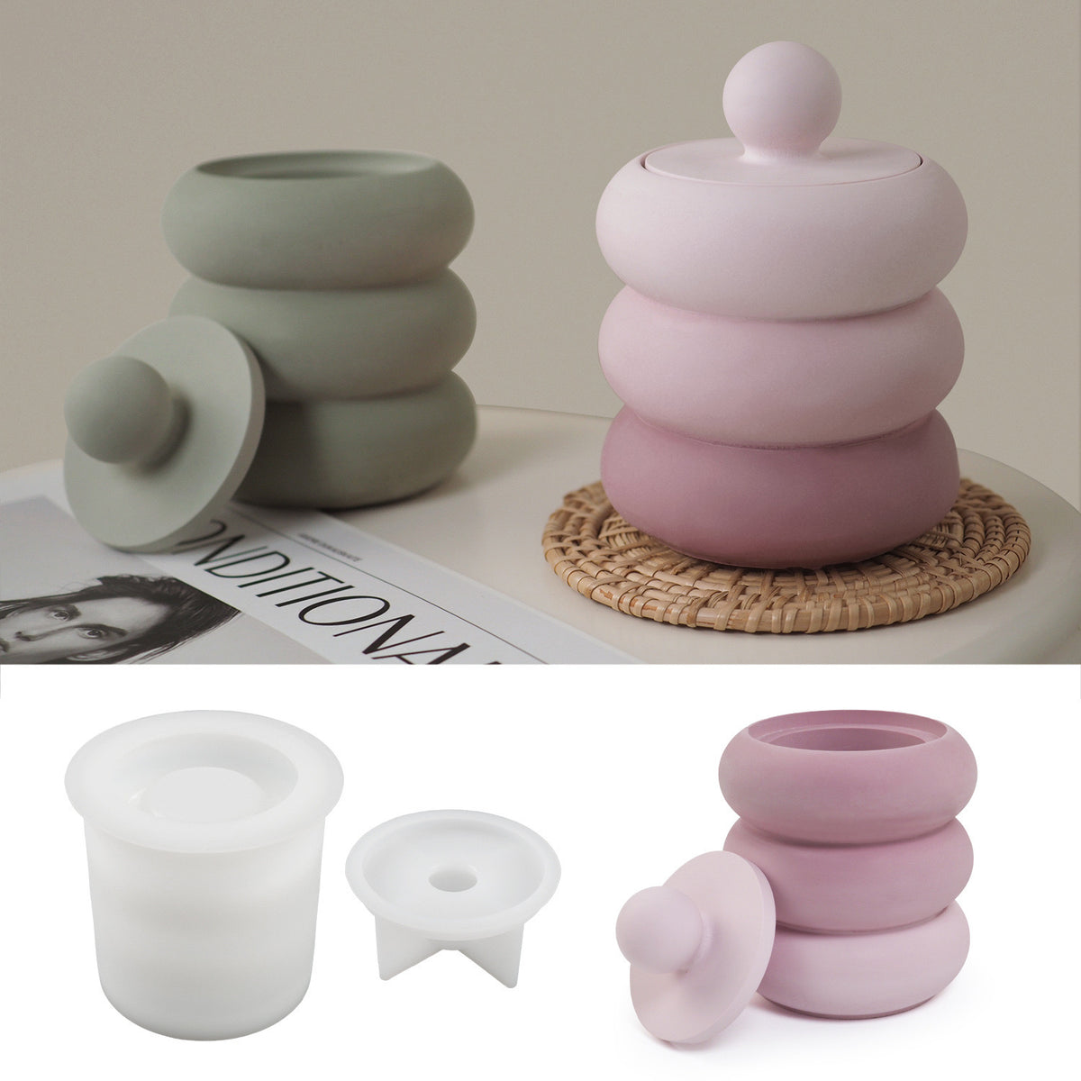 Orb Candle Jar Silicone Mold b05