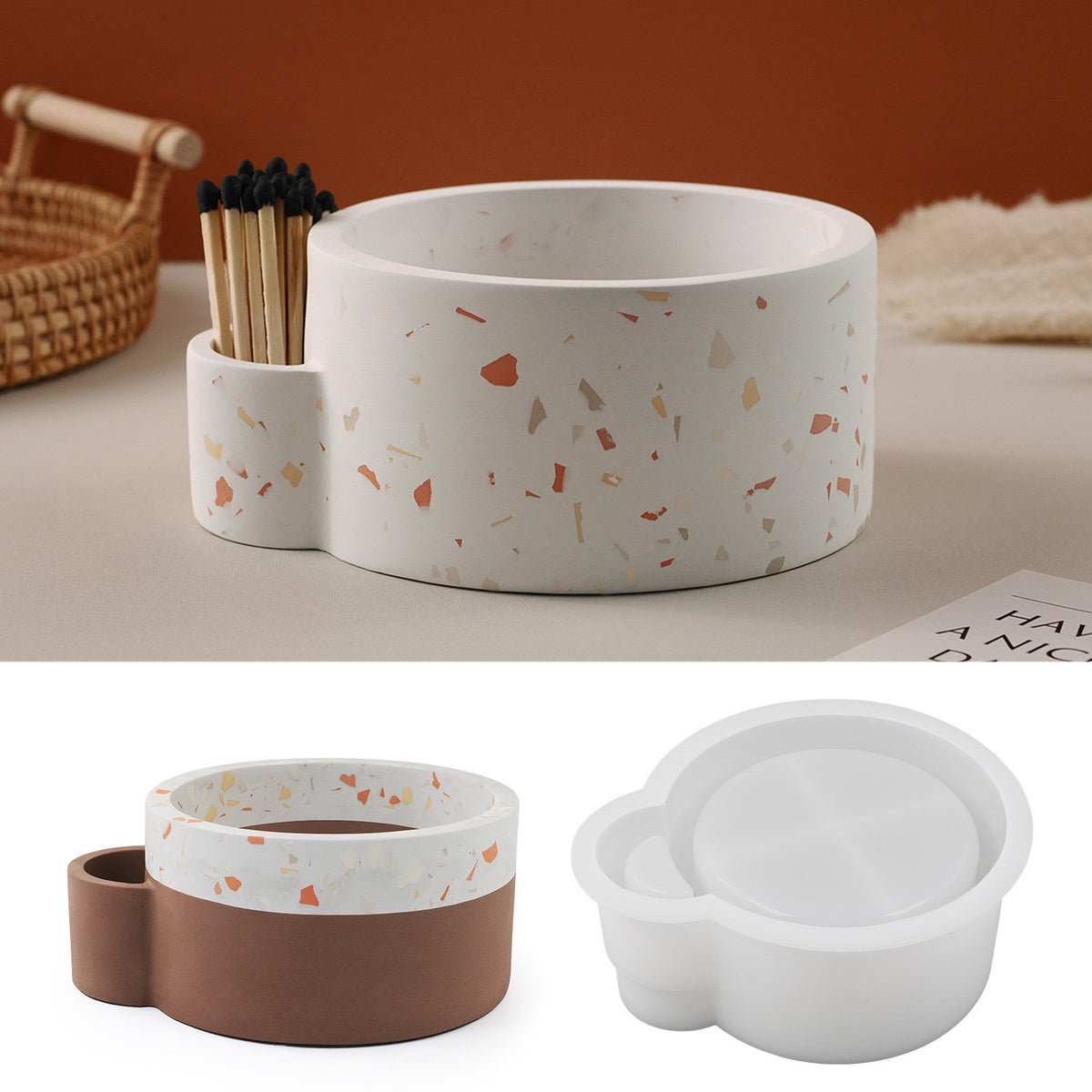 Candle Jar and Matchstick Silicone Mold b01