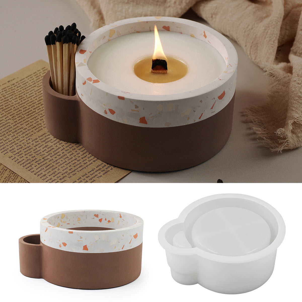 Candle Jar and Matchstick Silicone Mold b01