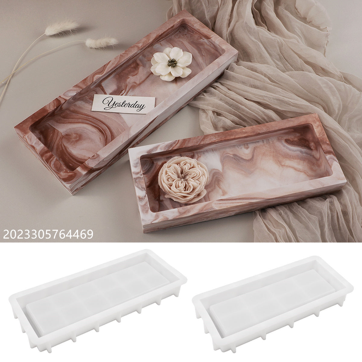 Rectangle Trinket Tray Silicone Mold f06