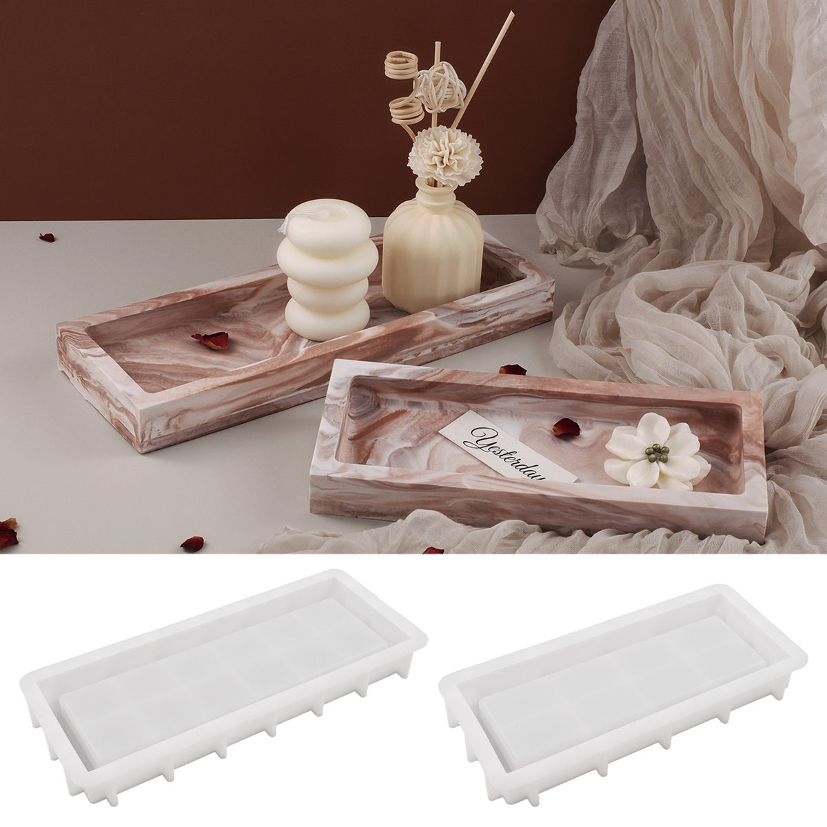 Rectangle Trinket Tray Silicone Mold f06