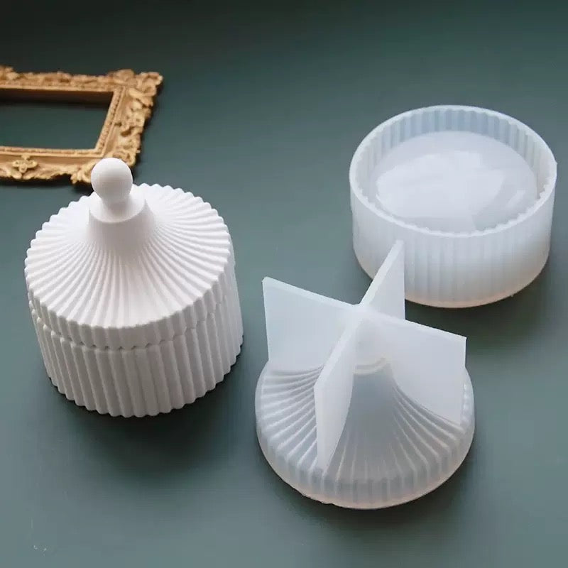 Ribbed Storage Jar Silicone Mold f04