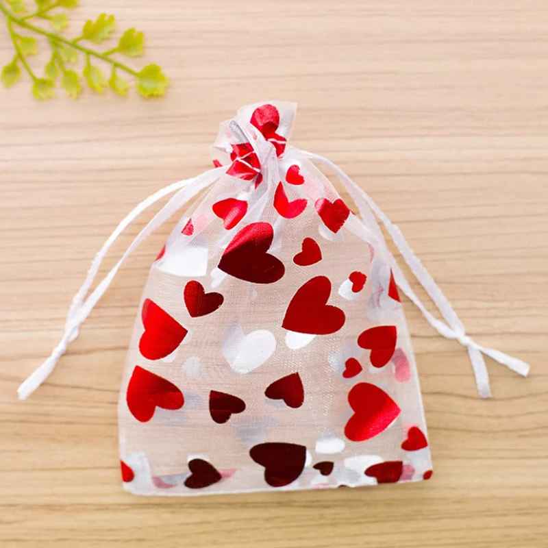 5pcs Heart Drawstring Bag j11