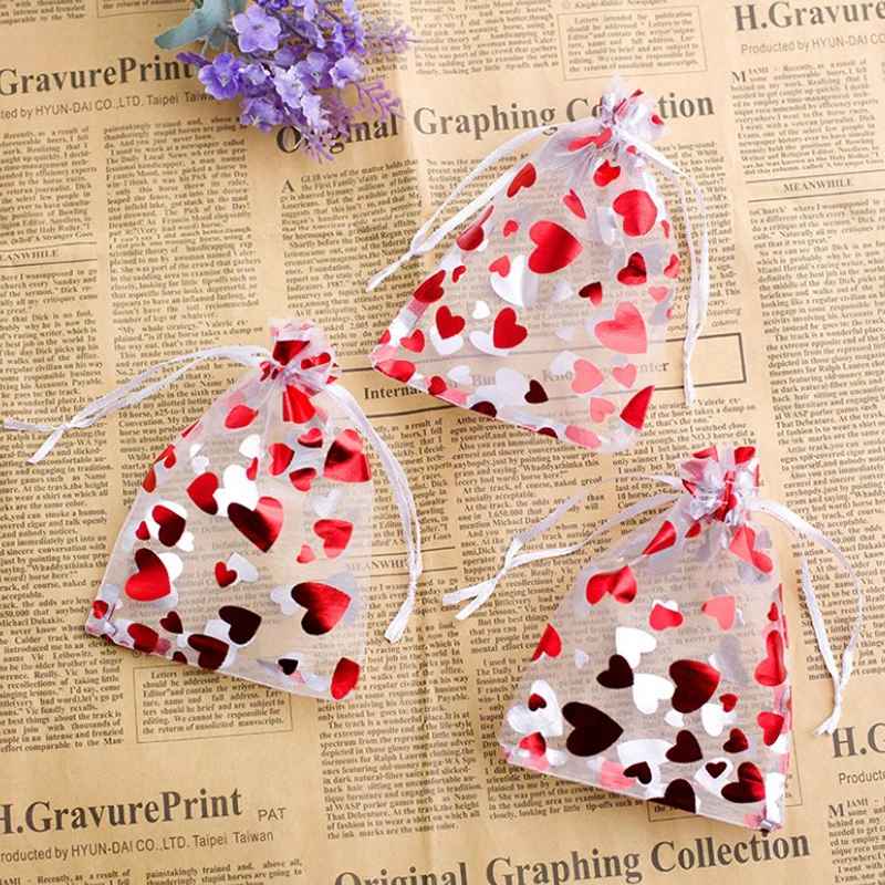 5pcs Heart Drawstring Bag j11