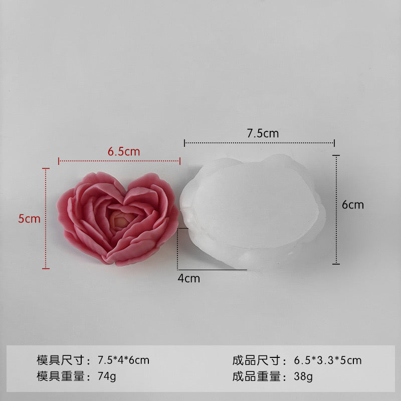 Heart Rose Flower Candle Silicone Mold h05