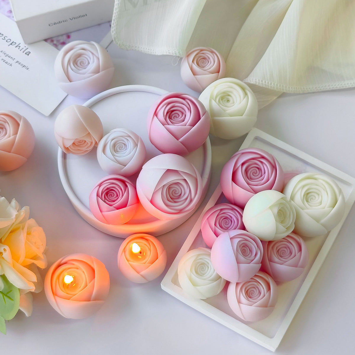 Rose Flower Candle Silicone Mold h05