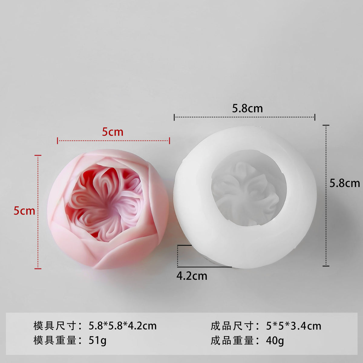 Austin Rose Candle Silicone Mold h012