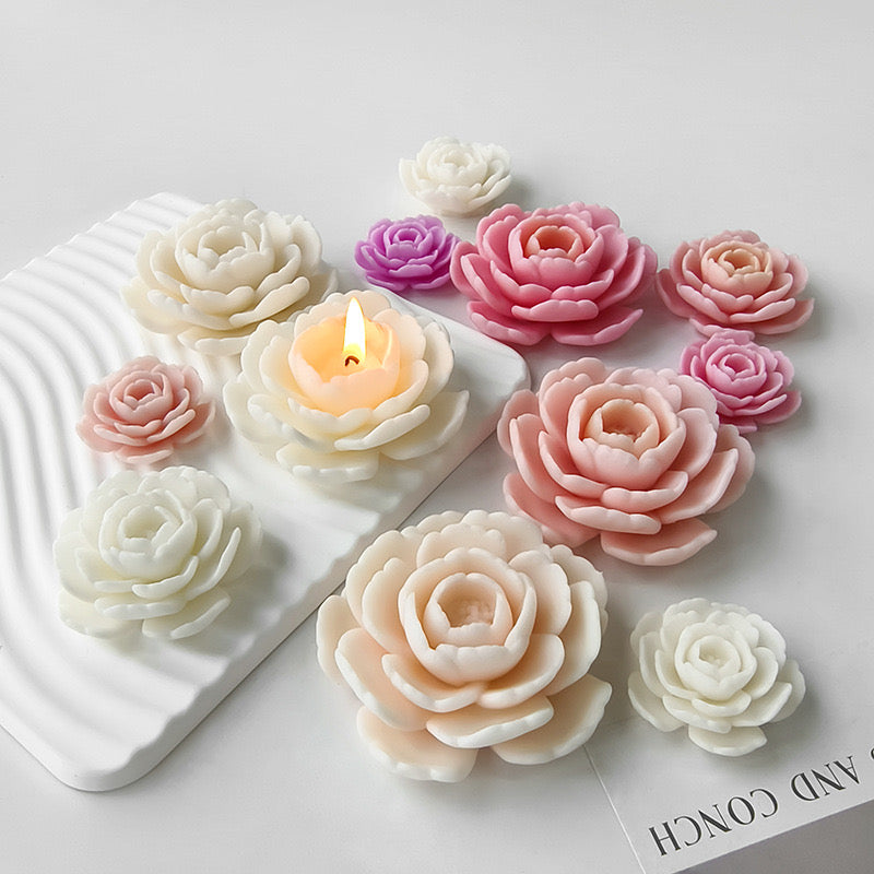 Camellia Flower Candle Silicone Mold h012