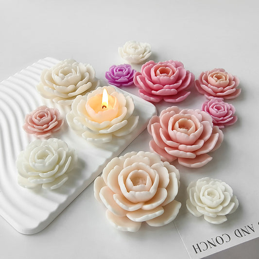 Camellia Flower Candle Silicone Mold h012