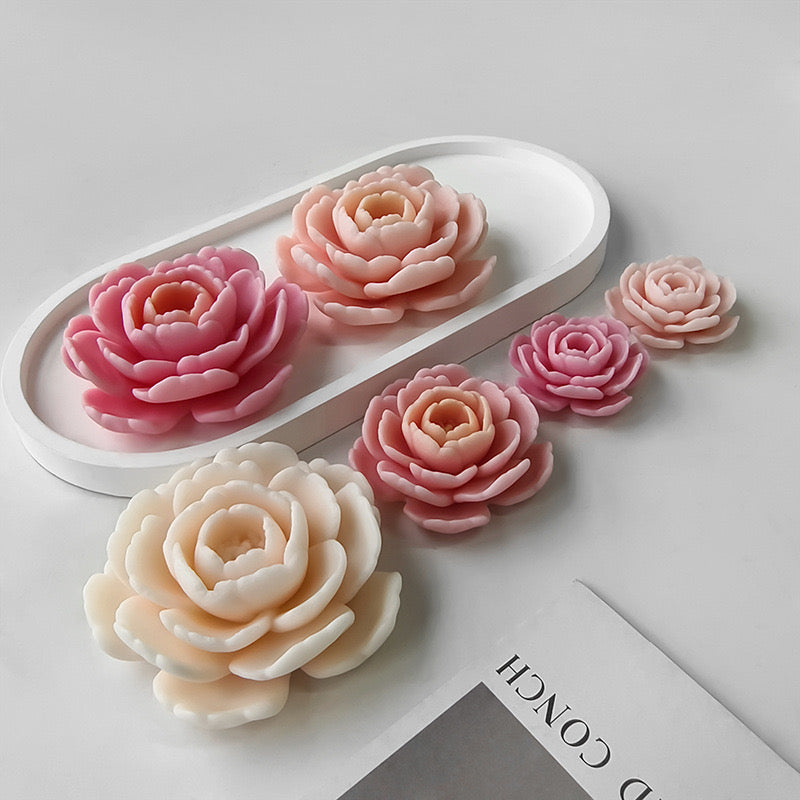 Camellia Flower Candle Silicone Mold h012