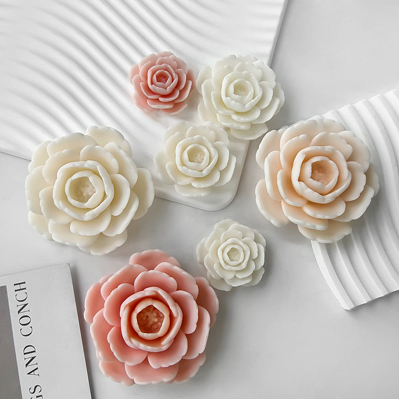 Camellia Flower Candle Silicone Mold h012