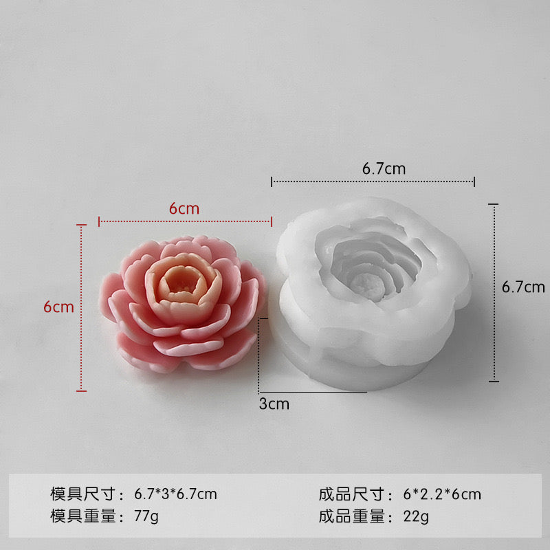 Camellia Flower Candle Silicone Mold h012