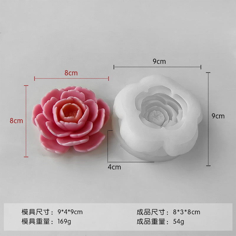 Camellia Flower Candle Silicone Mold h012