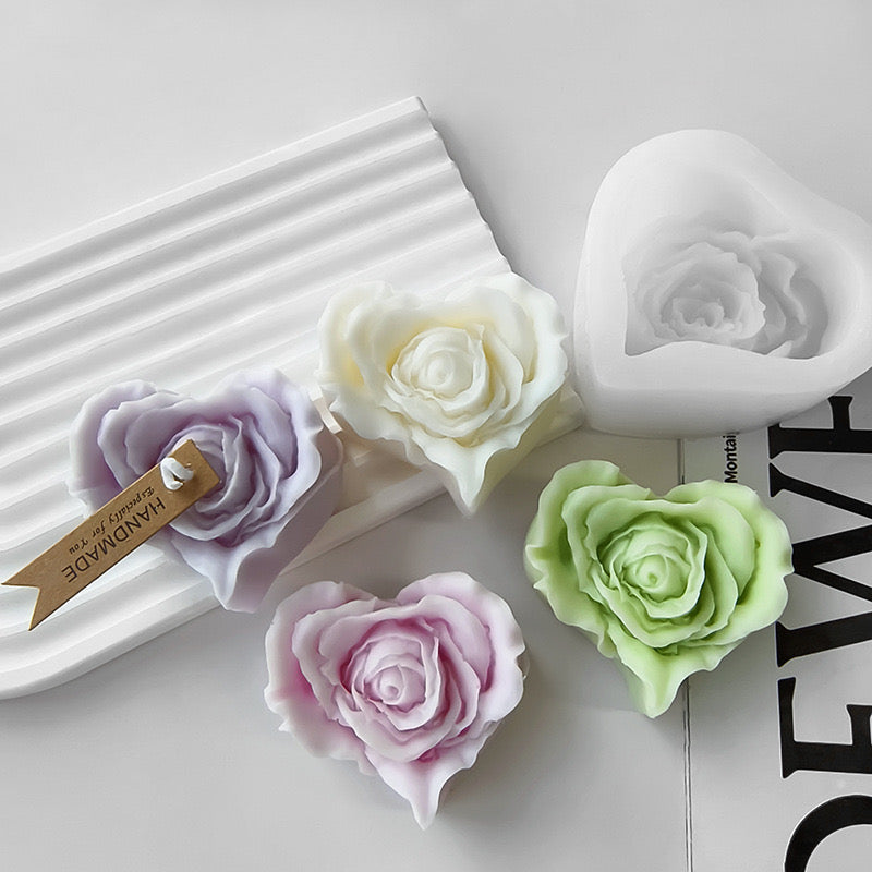 Heart Flower Candle Silicone Mold ii h05