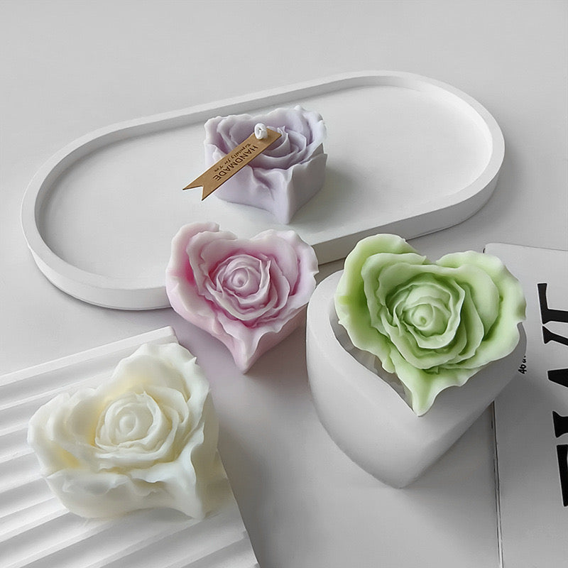 Heart Flower Candle Silicone Mold ii h05