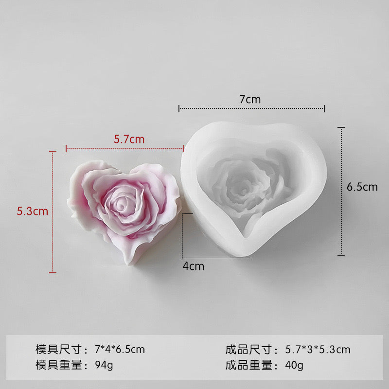 Heart Flower Candle Silicone Mold ii h05