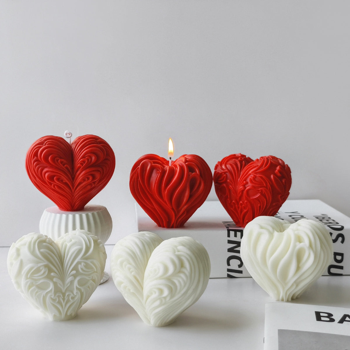 3D Heart Candle Silicone Mold h03