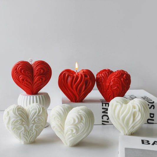 3D Heart Candle Silicone Mold h03