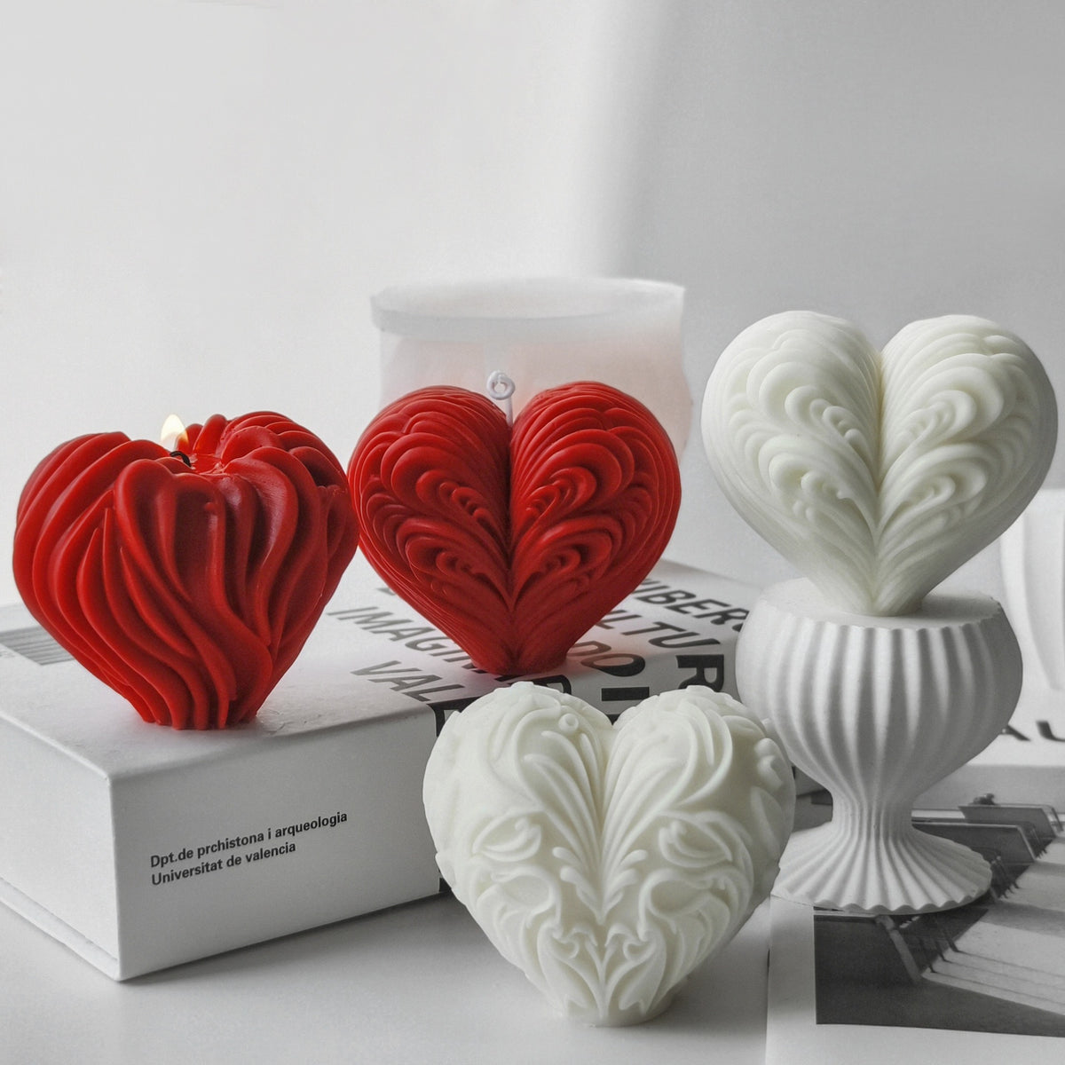 3D Heart Candle Silicone Mold h03