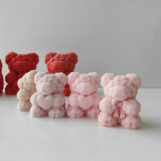 Rose Bear Candle Silicone Mold g05