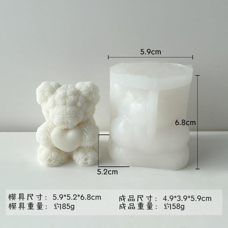 Rose Bear Candle Silicone Mold g05
