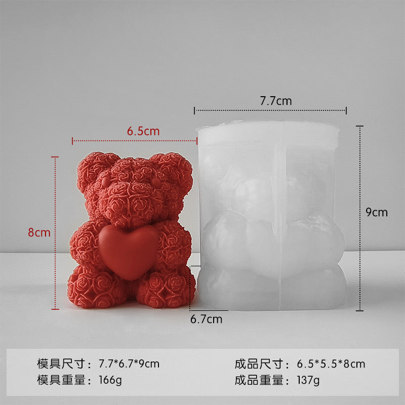 Rose Bear Candle Silicone Mold g05