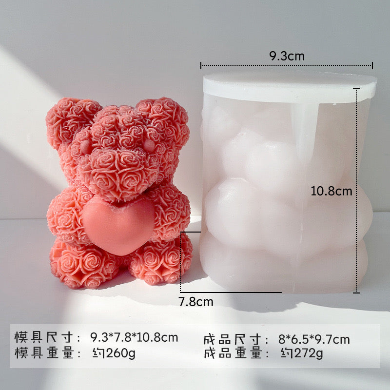 Rose Bear Candle Silicone Mold g05
