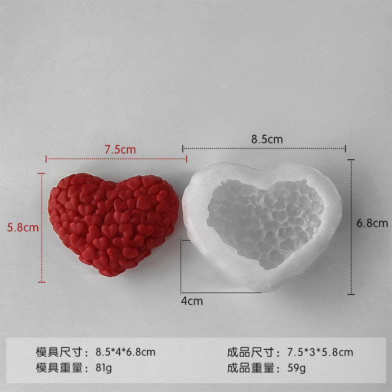 Heart Flower Silicone Candle Mold h05