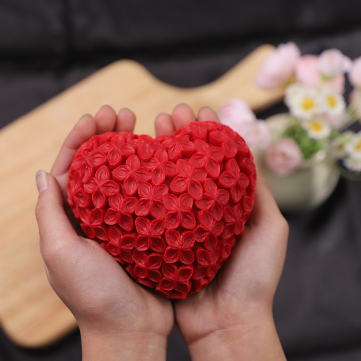 Heart Flower Silicone Candle Mold h05