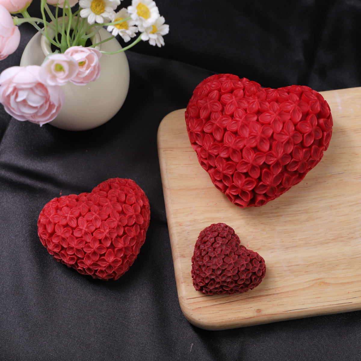 Heart Flower Silicone Candle Mold h05