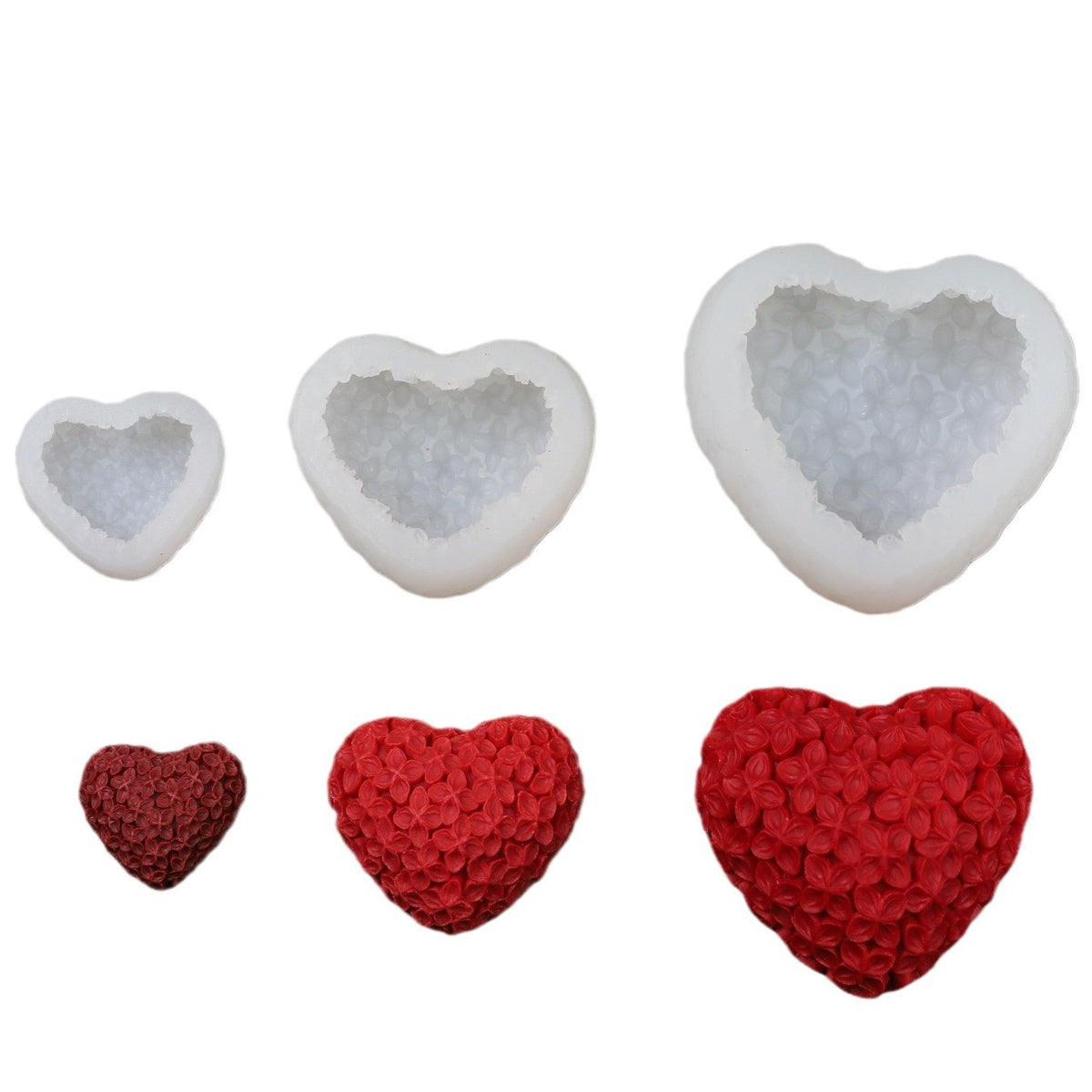 Heart Flower Silicone Candle Mold h05