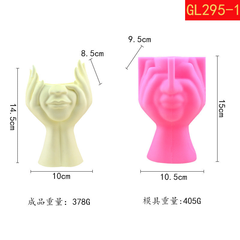 Face Vase Silicone Mold i02