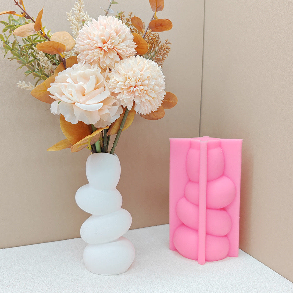 Pebble Shaped Vase Silicone Mold i08